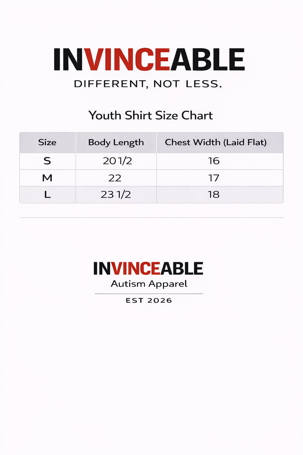 INVINCEABLE – Different, Not Less Tee (Youth)